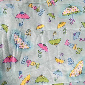 Baby Cotton Flannel Umbrella Print Fabric 100% Pastel Colors 44” x 86” Blue Pink